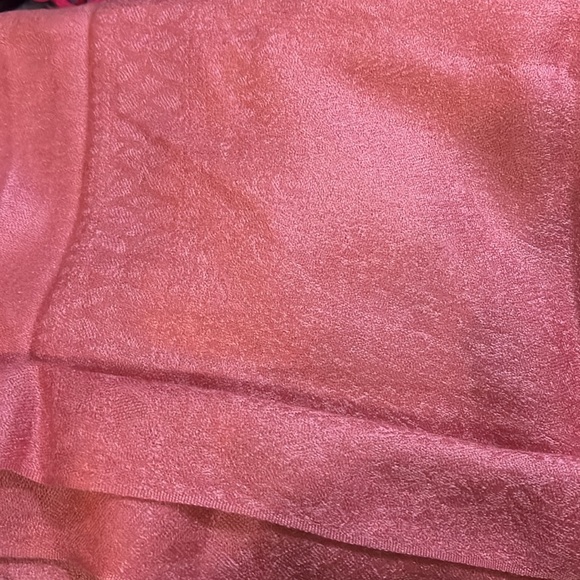 Pashmina-Shawl/Scarf in Jacquard Pattern Deep Coral 28”W x 68”H - Picture 7 of 14